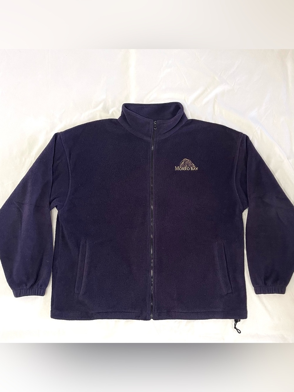 Morro Bay California Tourist Souvenir Fleece Zip-Up Sweater Men’s Large Navy